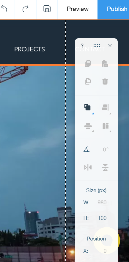 The toolbar for enhancing texts and images on the wix editor