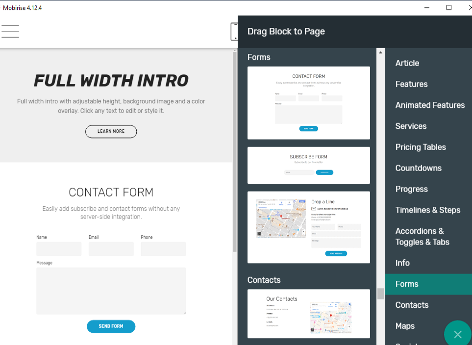 Mobirise forms