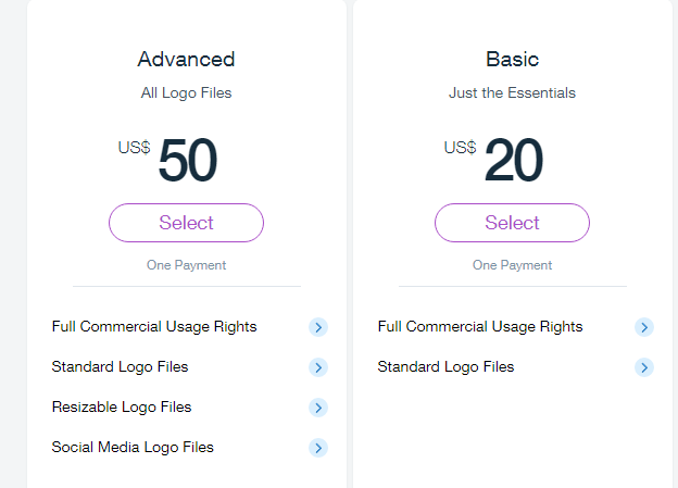 Wix logo pricing plans
