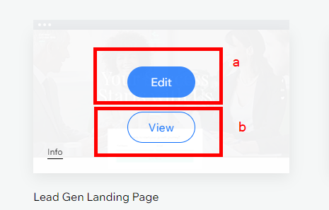 editing the page Wix For Landing Pages